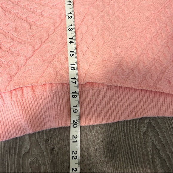 Cut Pink Asymmetrical Cropped Cable Knit Sweater Medium - Picture 5 of 6